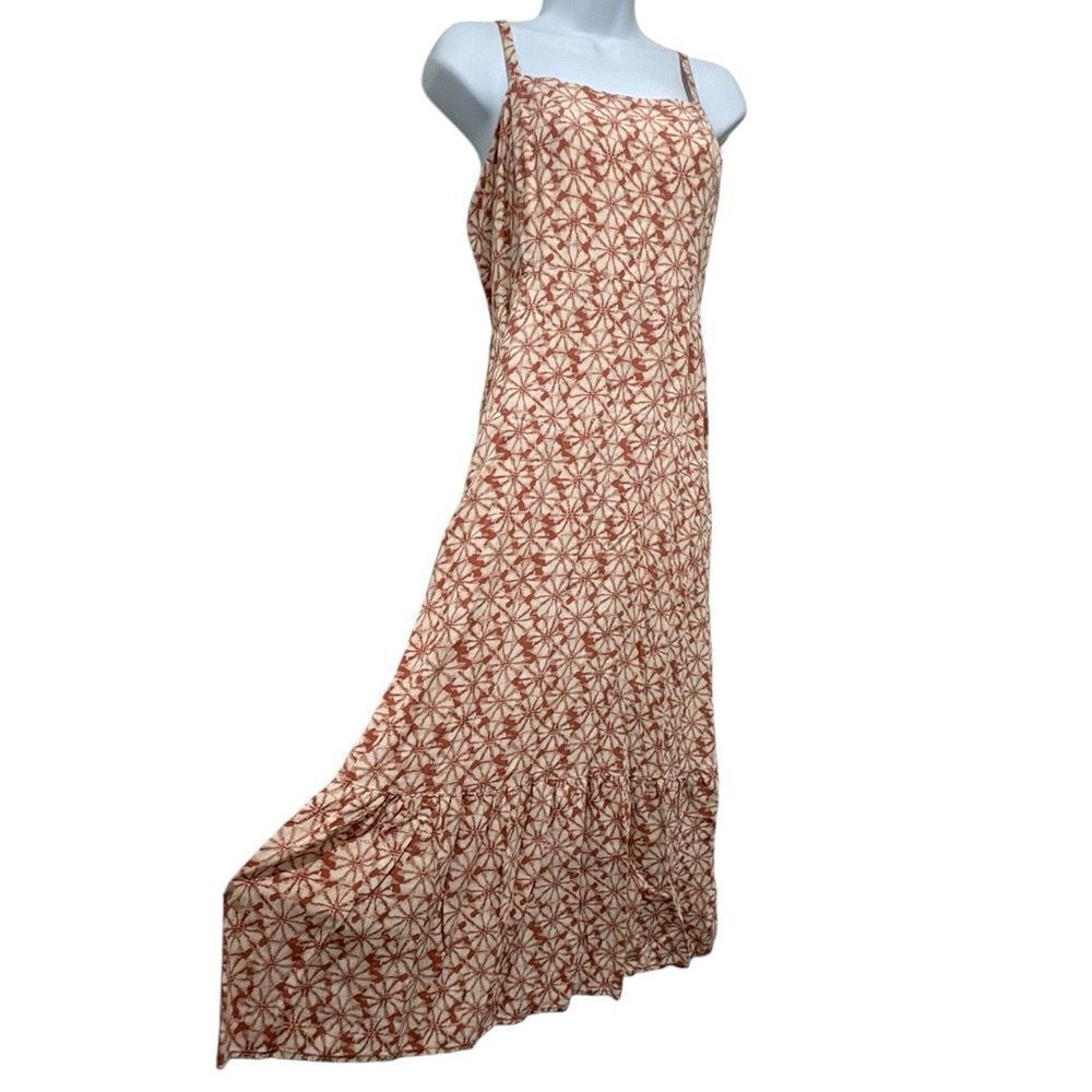GAP Women’s Printed Maxi Sundress Size 8 White/Pink/peach Floral Geometric